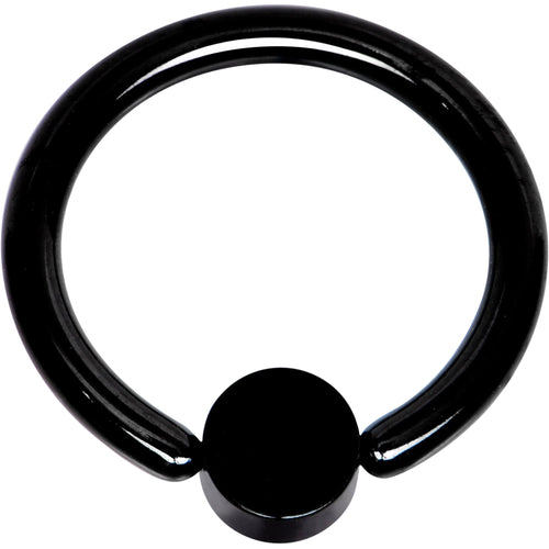 14G 3/8 White Faux Opal 4mm Disc Black BCR Captive Ring