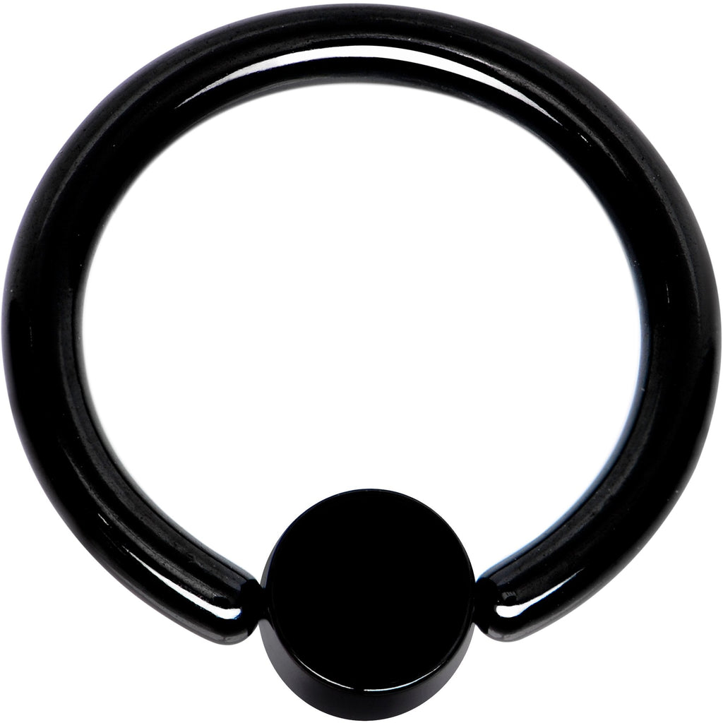 12G 1/2 Clear Gem 5mm Disc Black BCR Captive Ring